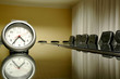 office clock in the empty conference room