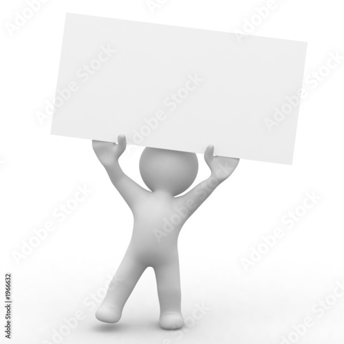 Illustration: cute person with blank card cute person with blank card