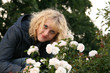 russian girl with bunch of flowers russian girl with bunch of flowers