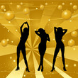 girl dancing on a retro background