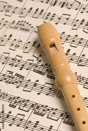 wooden flute and music