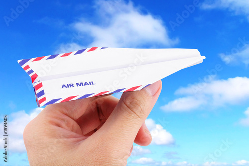 paper airplane airmail concept