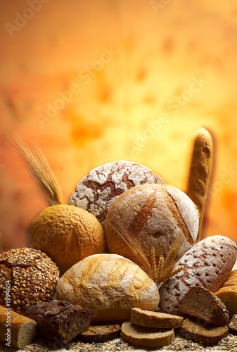group of different bread products photographed wit