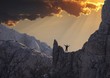 happiness climber on sunset