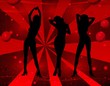girl dancing on a retro background