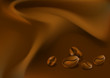 coffee beans on chocolate silk tissue background