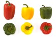 three colorful paprikas