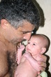 father and son bathing