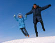 happy family jumping