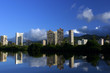 blue sky, blue river