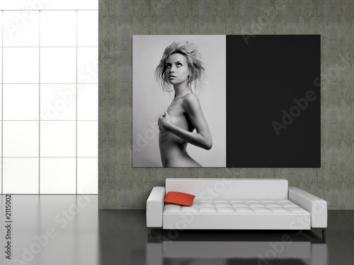 modern interior with the fashionable picture.