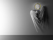 interior pair white wings hinging on wall