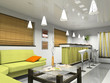 interior with green sofa and bamboo jalousie interior with green sofa and bamboo jalousie