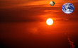 couché de soleil terre lune