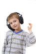 happy boy in  headphones