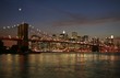 Leinwandbild Motiv moonlight over lower manhattan and brooklyn bridge