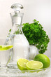 fresh limes and water