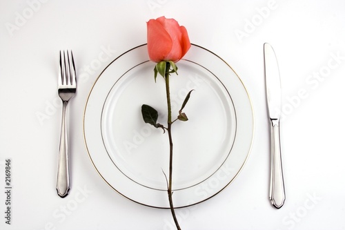 Photo: place setting with rose place setting with rose