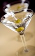 vodka martini with olive in a glass