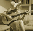 retro playing girl