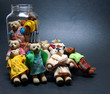 bear family in a jug