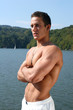 muscular teen at the beach