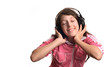 the girl listens to music