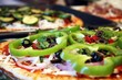 pizza with salami, shallow depth of field