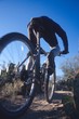 woman mountain biking