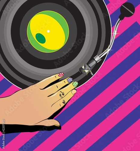 Illustration: female dj hand close up female dj hand close up