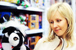 girl and toy zebra
