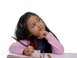 young girl writing