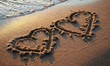 two hearts on sand two hearts on sand
