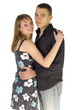 cuddling couple - both faces to the camera cuddling couple - both faces to the camera