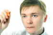 businessman write narker in the face businessman write narker in the face