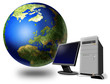 globe with computer monitor tower and mouse globe with computer monitor tower and mouse