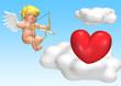 cupid with golden bow and dart aiming heart