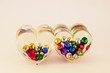 two clear valentine hearts bubbles
