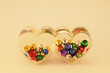 two clear valentine hearts bubbles