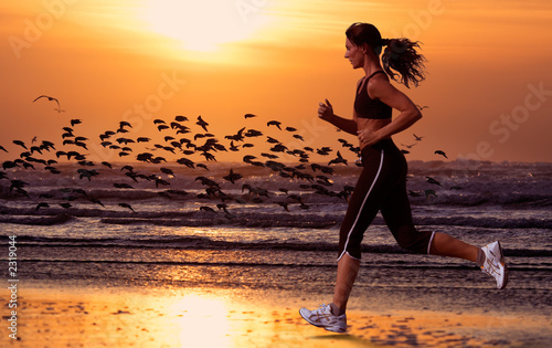 woman running on the beach