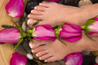 feet bath with roses