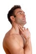 man checking his pulse