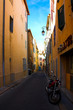 motocycle on the street near the theatre in the old port part of