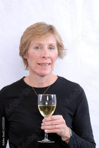 Blonde Drinking Wine