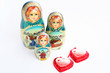 russian matrioshkas with red hearts russian matrioshkas with red hearts