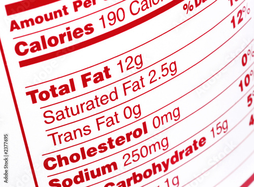 Photo: nutritional label nutritional label