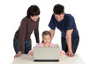 family using laptop