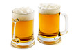 two mugs of delightful amber beer