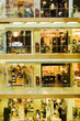 show-windows of shops located on different floors