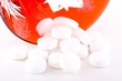 pills and red glass